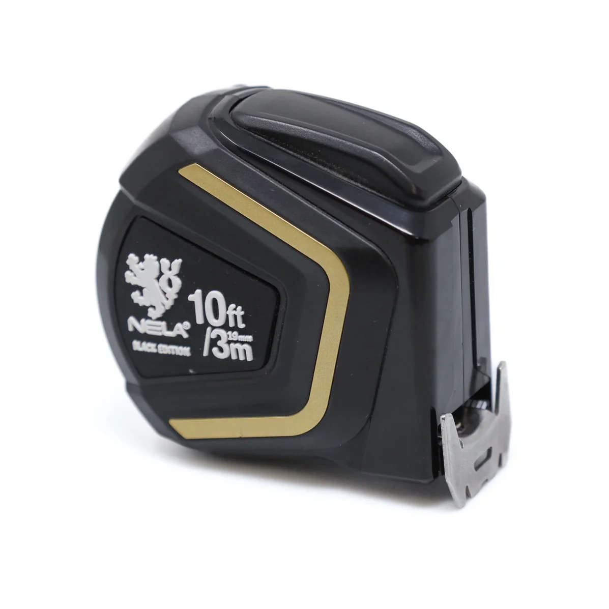 NELA Black Edition Measuring Tape 5m compact professional measuring tool with black and gold case