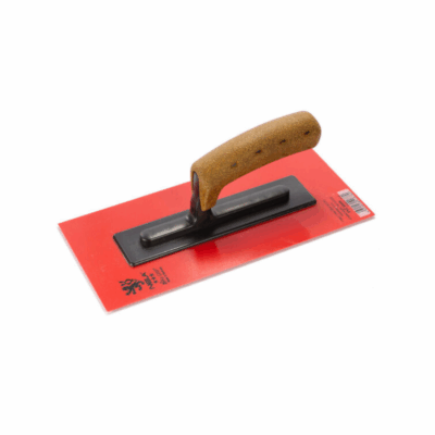 NELA Plastic Float PVC red 280x130x3mm with BiKoGrip cork handle and bevelled edges for plaster and render finishing