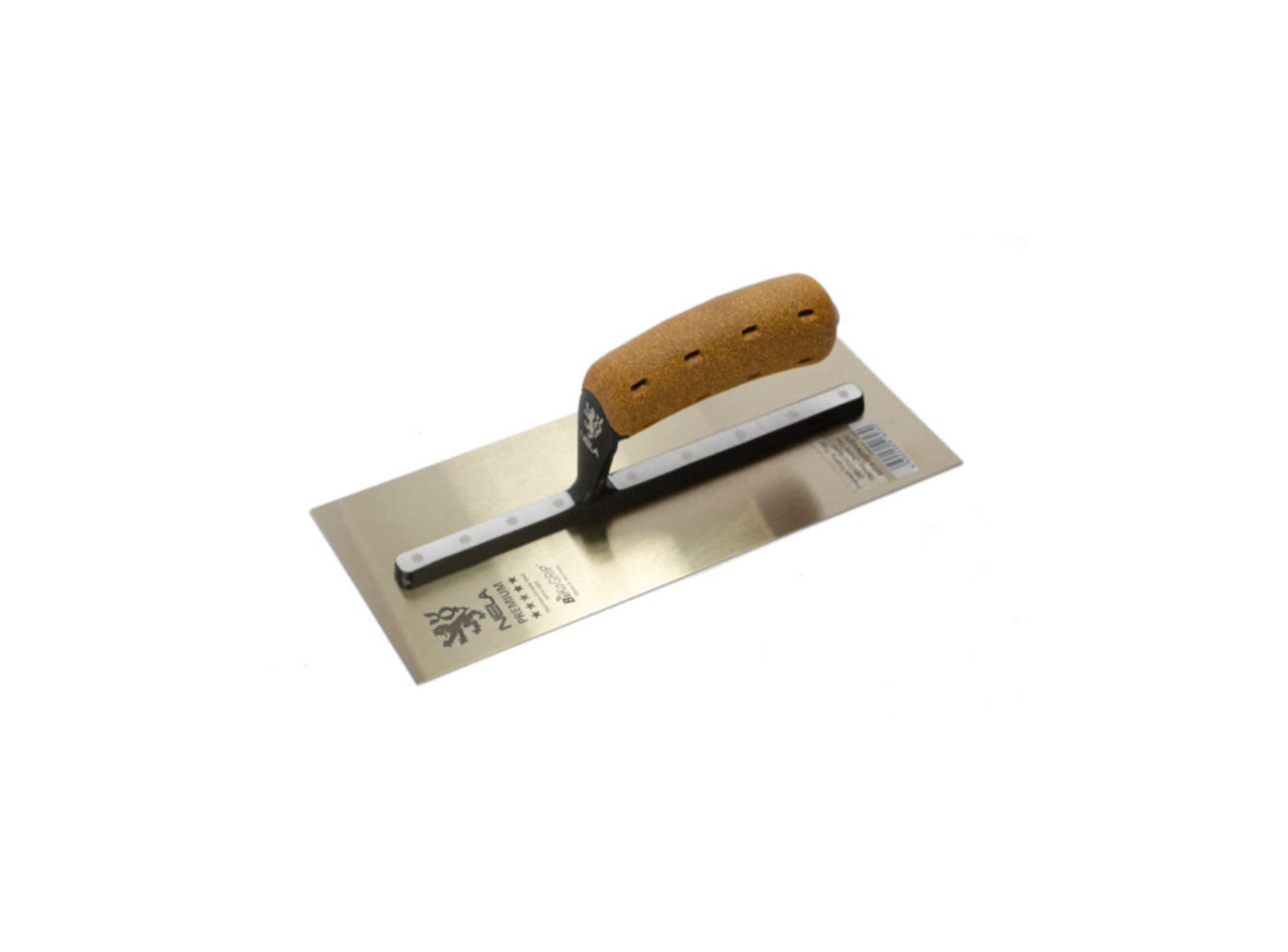 NELA Premium Gold Chrome Stainless Steel Trowel 200x80mm – Precision Finishing Trowel with BiKoGRIP Handle